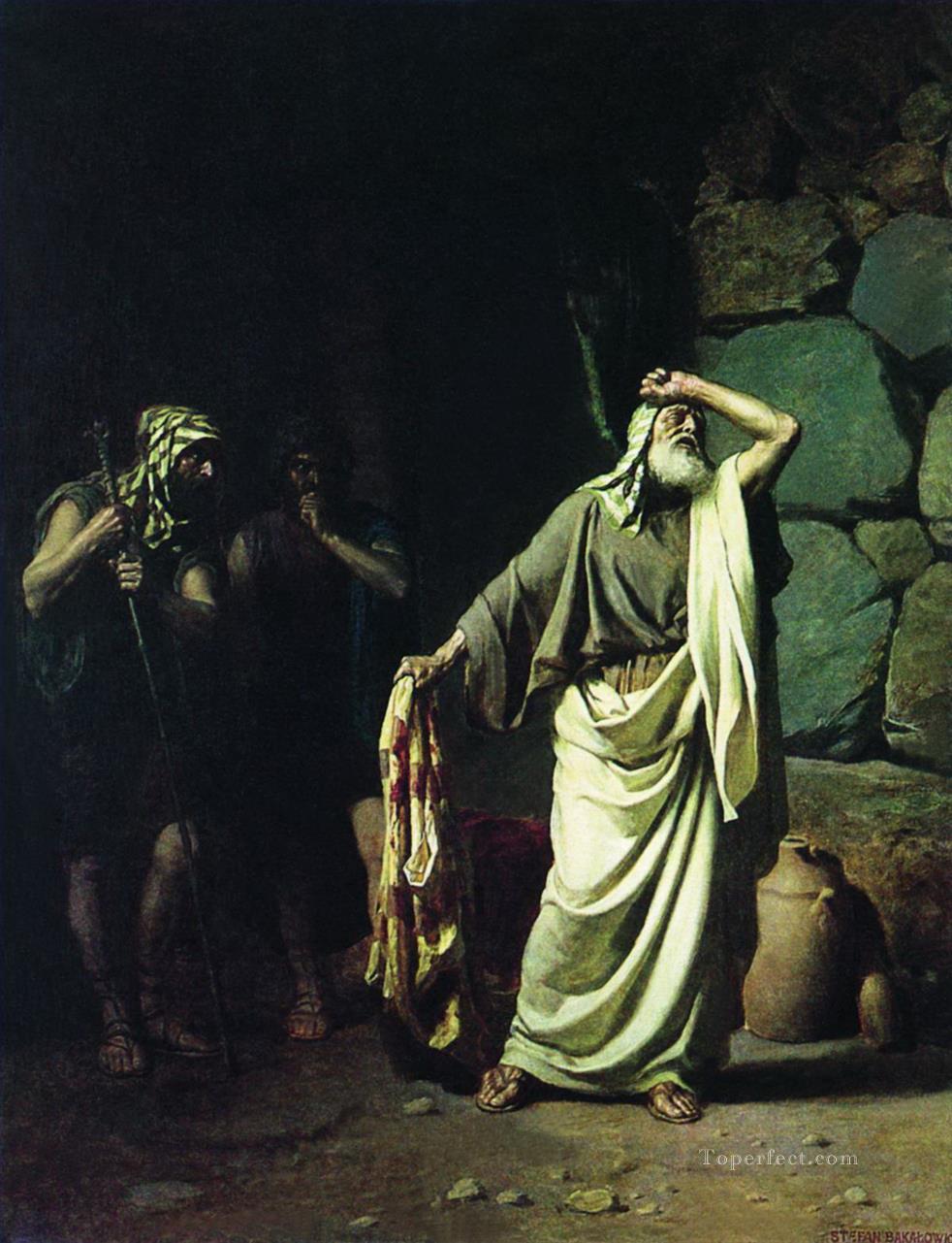 Jacob Recognizing Clothes of His Sin Joseph Sold by His Brothers to Egypt Stephan Bakalowicz Ancient Rome Oil Paintings